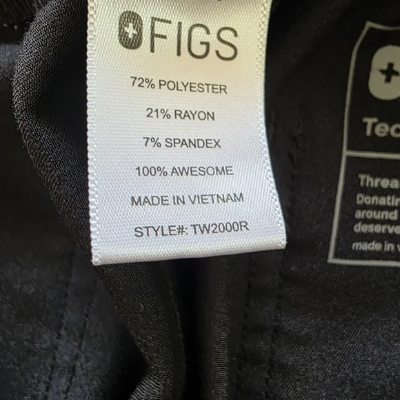 FIGS Yola High Waisted Skinny Tapered Leg Scrub Pants M Black  Tailored Nursing - Picture 11 of 16